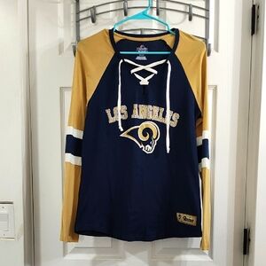 Los Angeles Rams Navy and Gold Lace-Up Top